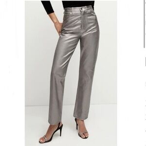 Daniella Metallic Straight Leg Jeans in Light Gunmetal